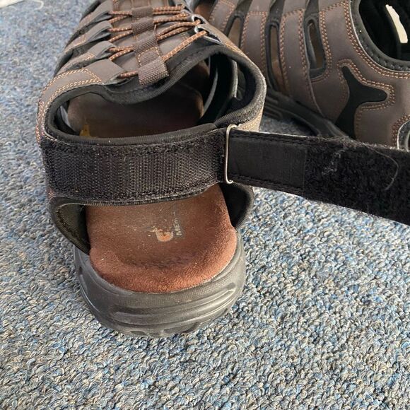 Skechers men 11 extra wide fit slip on sandals w/adjustable back strap brown - Picture 3 of 9